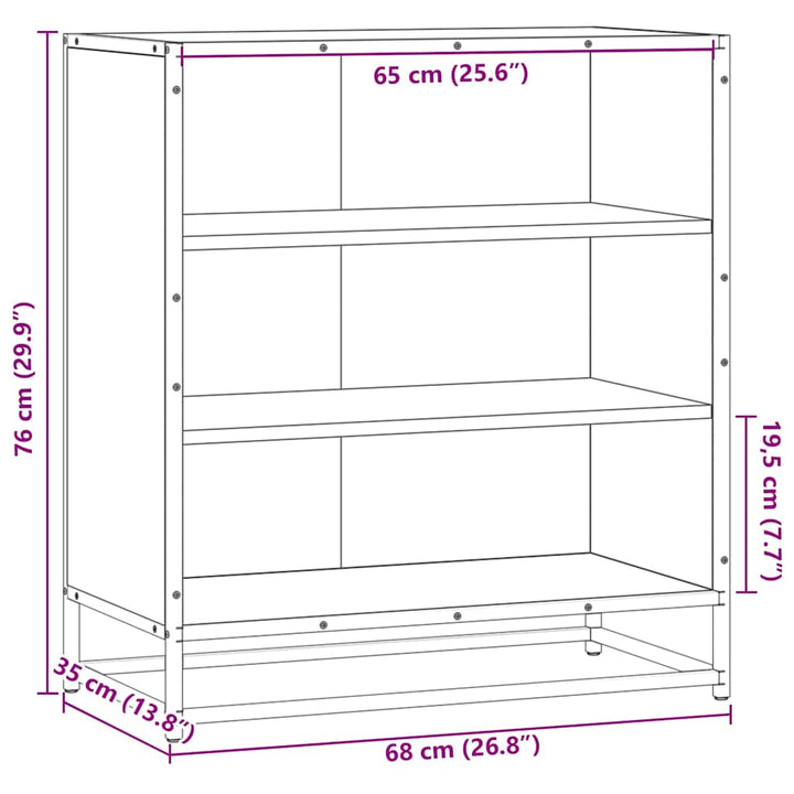 skuffeskab 68x35x76 cm konstrueret træ og metal sort