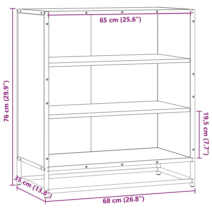 skab 68x35x76 cm konstrueret træ og metal sonoma-eg