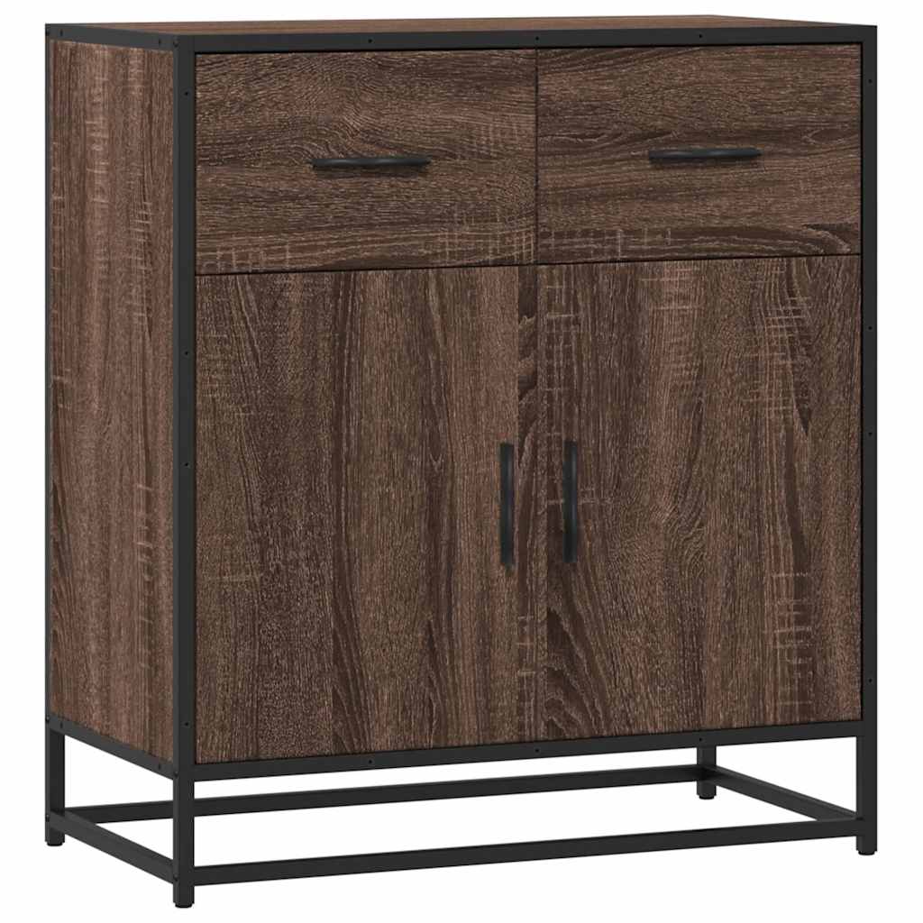 skuffeskab 68x35x76 cm konstrueret træ brun egetræsfarve