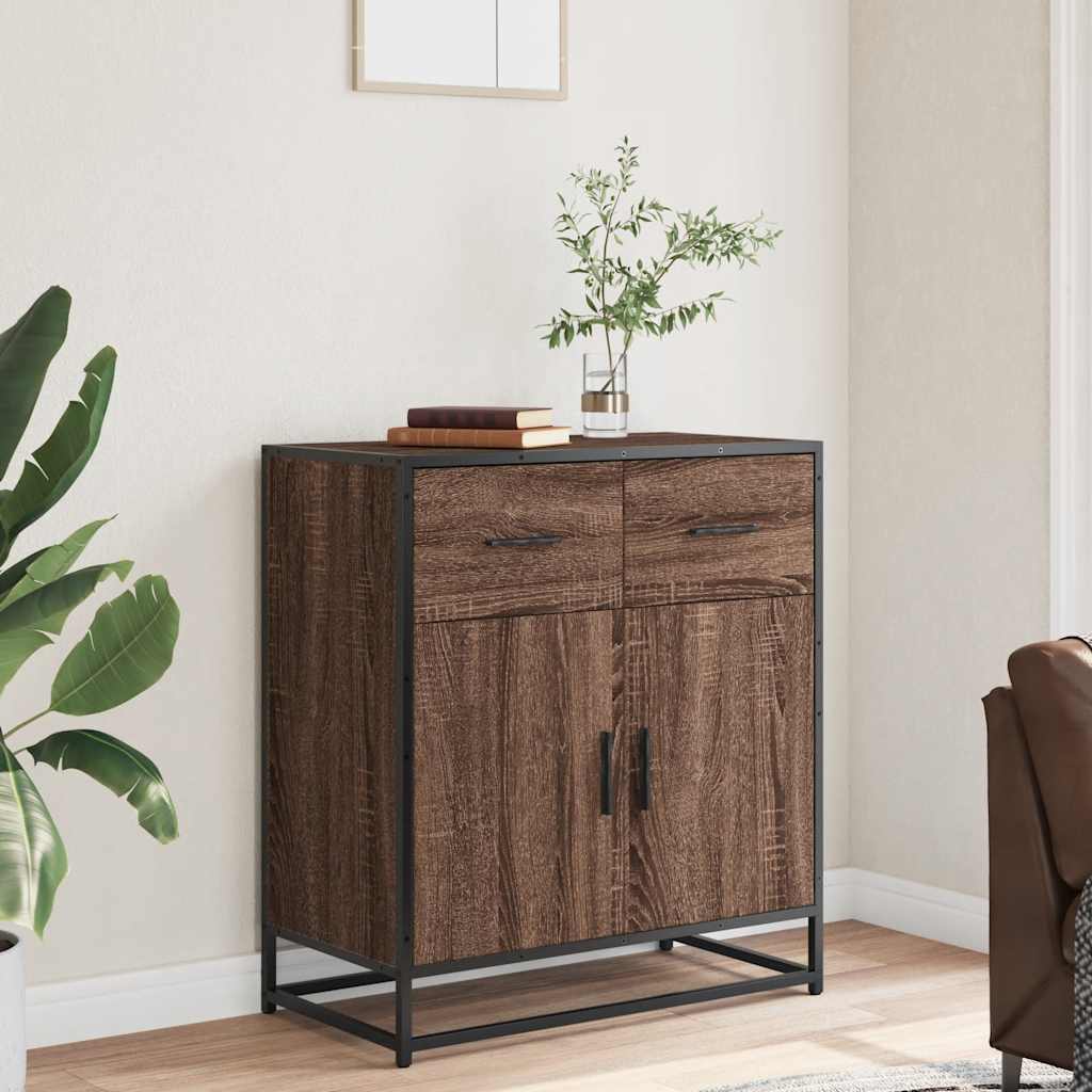 skuffeskab 68x35x76 cm konstrueret træ brun egetræsfarve