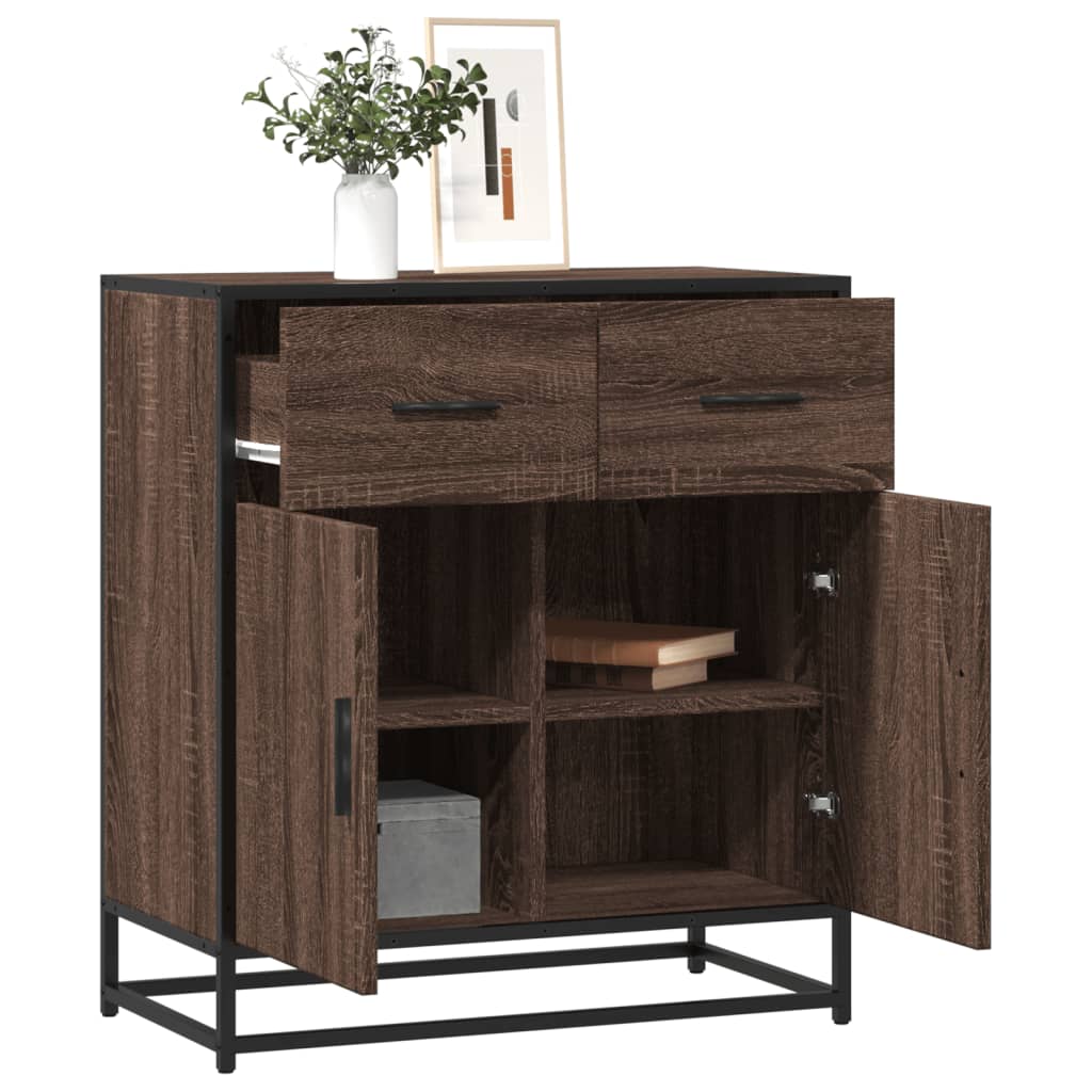 skuffeskab 68x35x76 cm konstrueret træ brun egetræsfarve