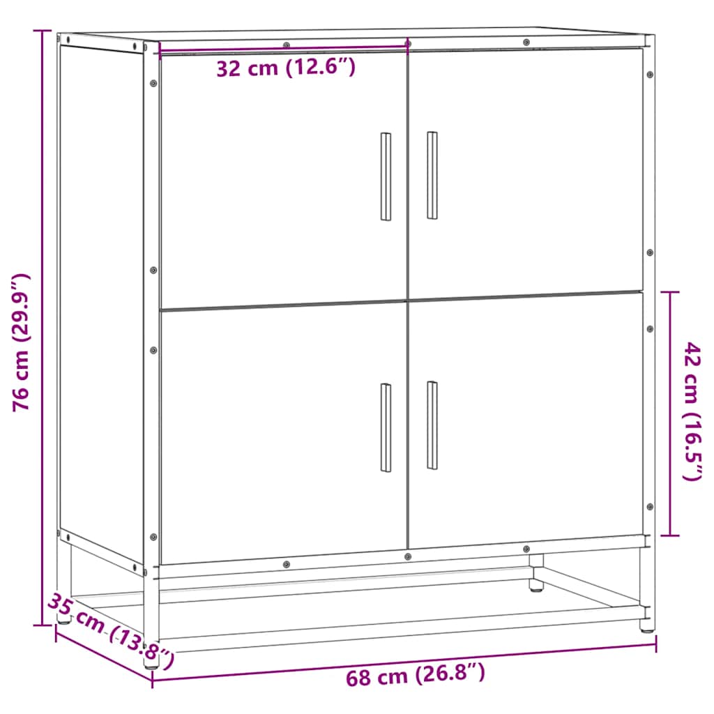 skab 68x35x76 cm konstrueret træ røget egetræsfarve