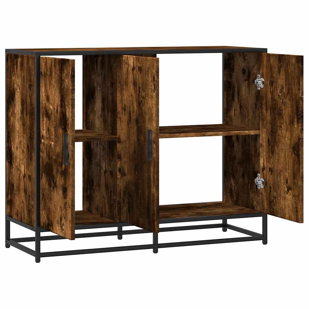 skænk 94x35x76 cm konstrueret træ røget egetræsfarve