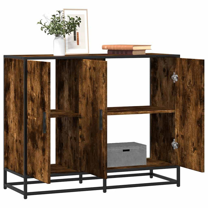 skænk 94x35x76 cm konstrueret træ røget egetræsfarve