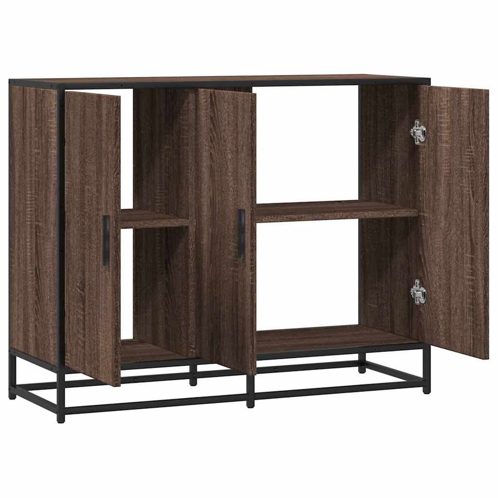 skab 94x35x76 cm konstrueret træ brun egetræsfarve