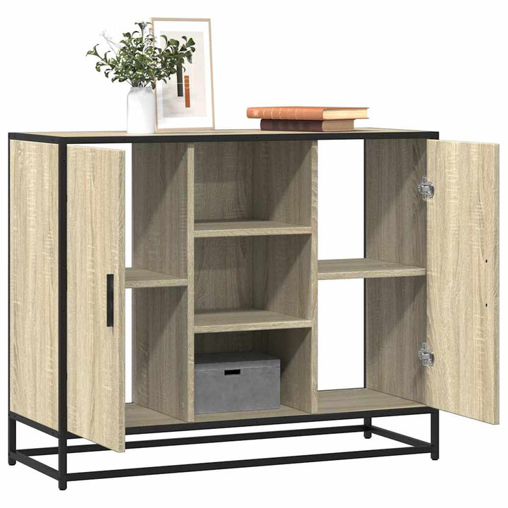 skab 92x35x76 cm konstrueret træ røget egetræsfarve