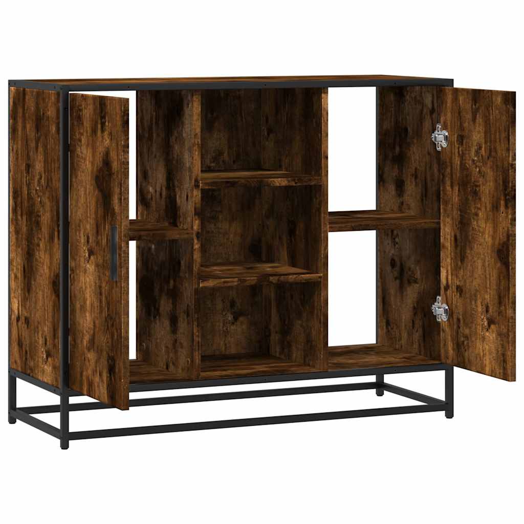 skænk 92x35x76 cm konstrueret træ røget egetræsfarve