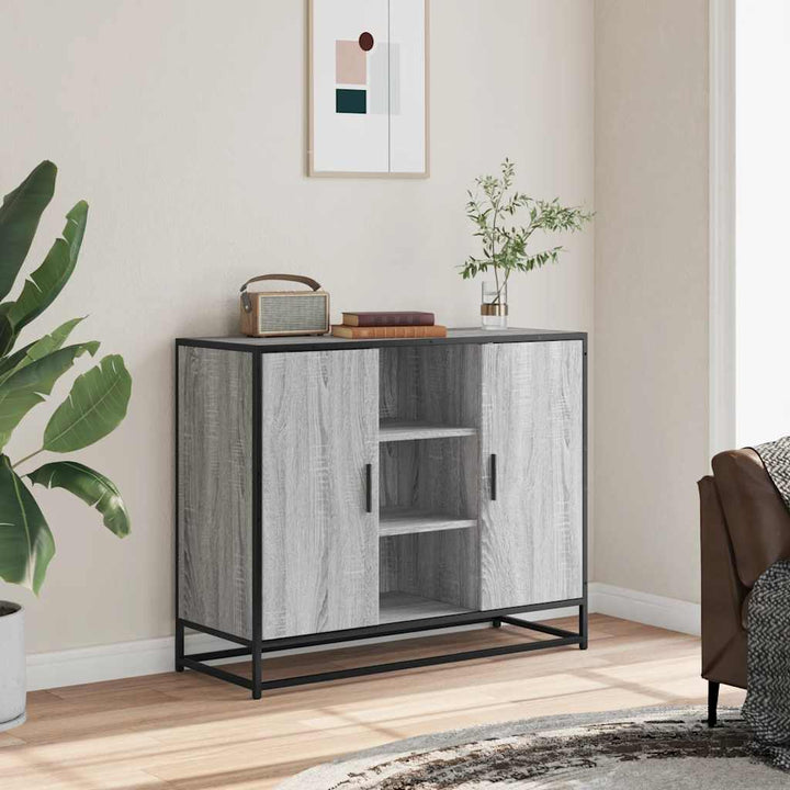 skænk 92x35x76 cm konstrueret træ grå sonoma-eg