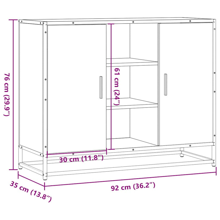 skænk 92x35x76 cm konstrueret træ grå sonoma-eg