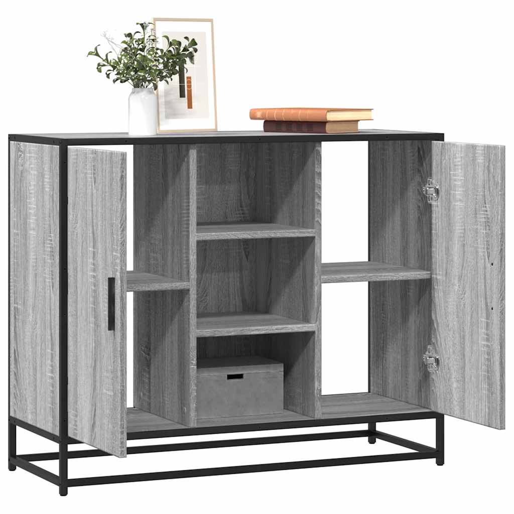 skænk 92x35x76 cm konstrueret træ grå sonoma-eg