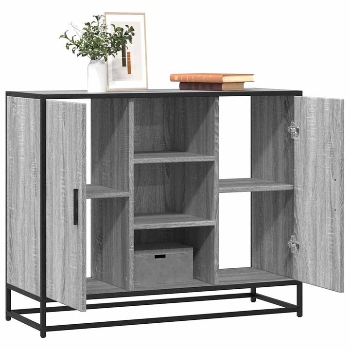 skænk 92x35x76 cm konstrueret træ grå sonoma-eg