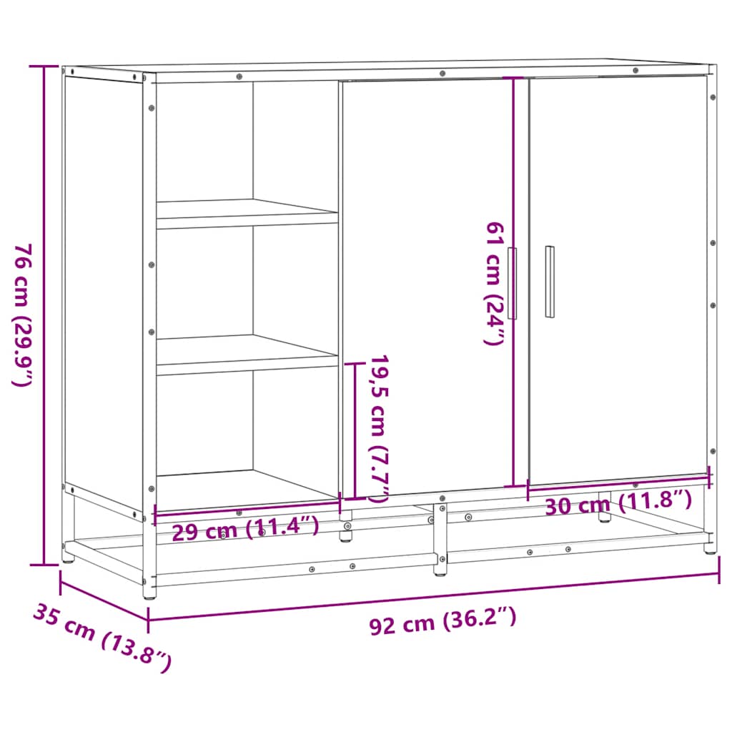 skænk 92x35x76 cm konstrueret træ sort