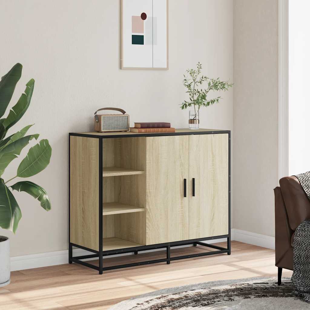 skab 92x35x76 cm konstrueret træ røget egetræsfarve
