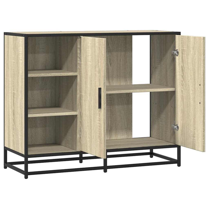 skab 92x35x76 cm konstrueret træ røget egetræsfarve