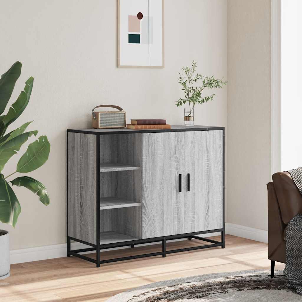skænk 92x35x76 cm konstrueret træ grå sonoma-eg