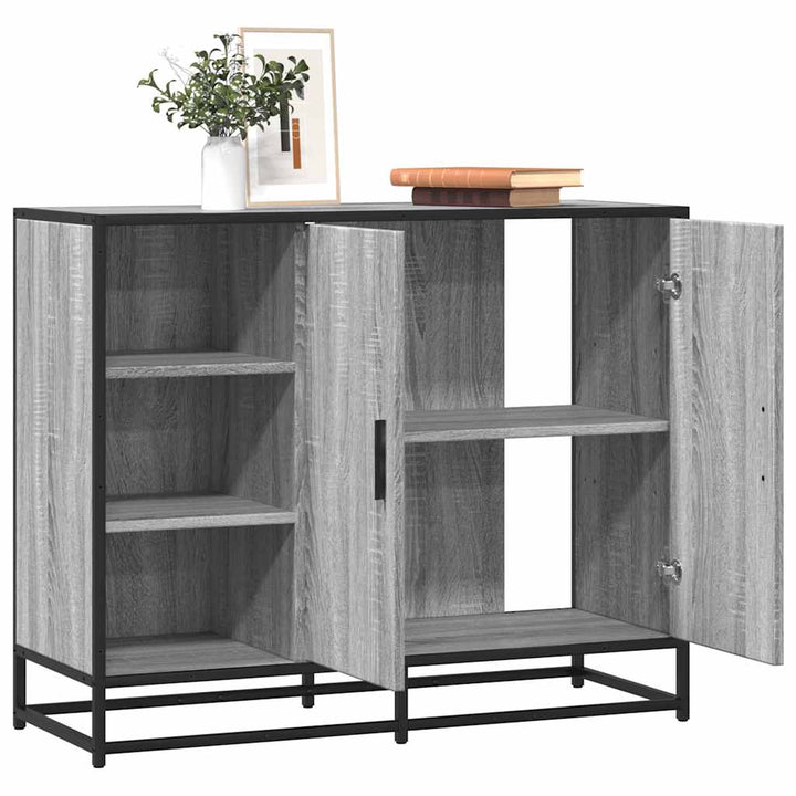 skænk 92x35x76 cm konstrueret træ grå sonoma-eg