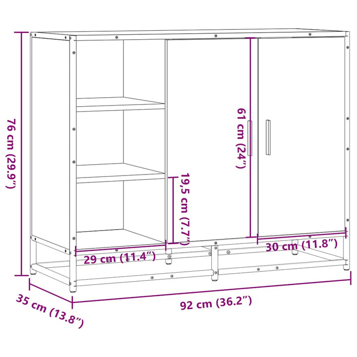 skænk 92x35x76 cm konstrueret træ brun egetræsfarve