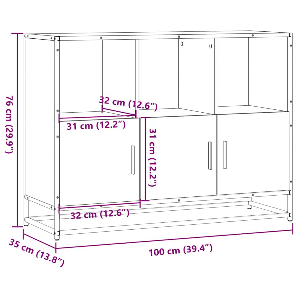 skænk 100x35x76 cm konstrueret træ sonoma-eg