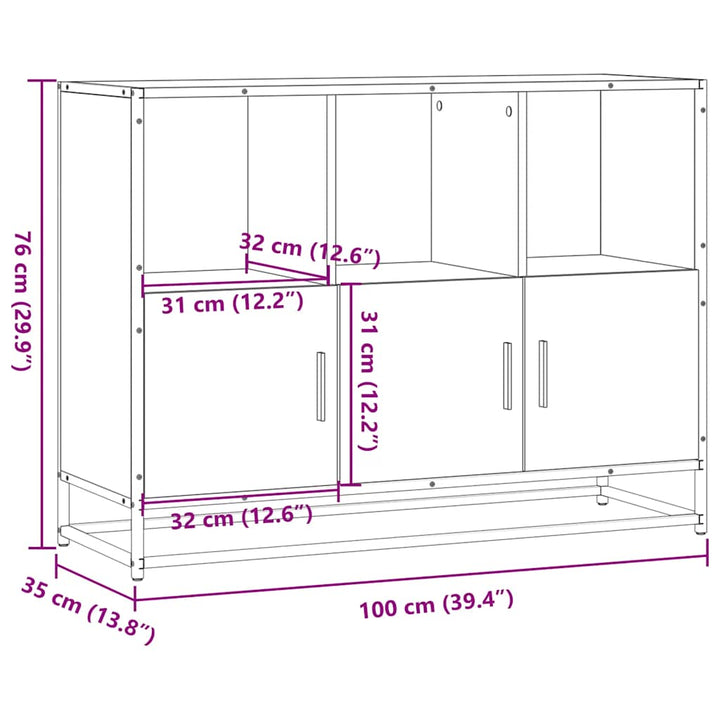 skænk 100x35x76 cm konstrueret træ sonoma-eg