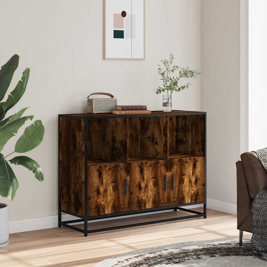 skænk 100x35x76 cm konstrueret træ røget egetræsfarve