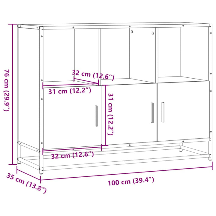 skænk 100x35x76 cm konstrueret træ grå sonoma-eg