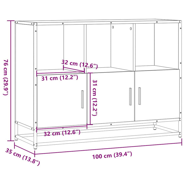 skænk 100x35x76 cm konstrueret træ brun egetræsfarve