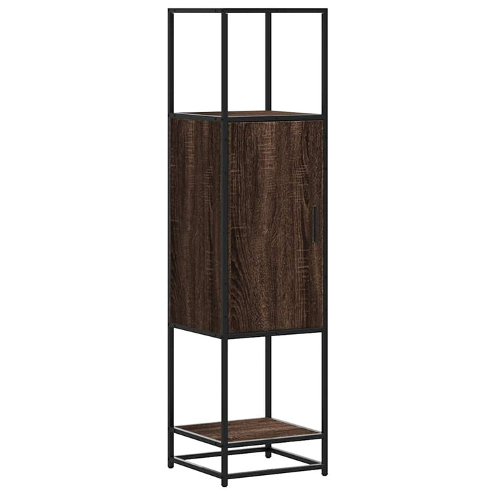 skab brun egetræ 35,5x35x139 cm konstrueret træ og metal