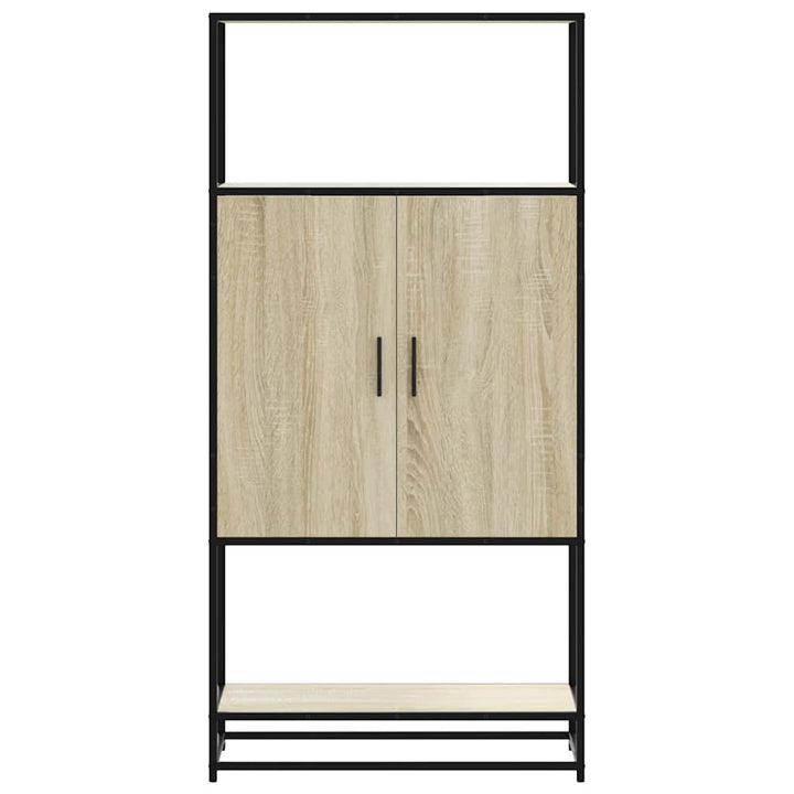 skab sonoma-eg 68x35x139 cm konstrueret træ og metal