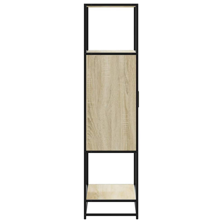skab sonoma-eg 68x35x139 cm konstrueret træ og metal