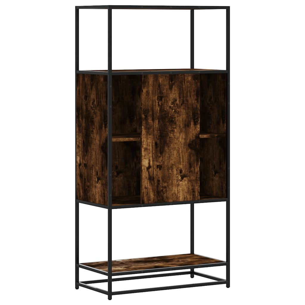 skab sonoma-eg 68x35x139 cm konstrueret træ og metal
