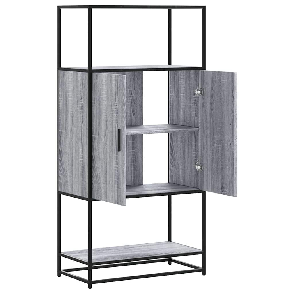 skab 68x35x139 cm konstrueret træ grå sonoma-eg og metal