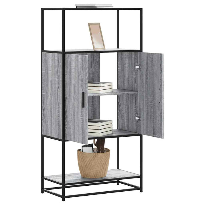skab 68x35x139 cm konstrueret træ grå sonoma-eg og metal