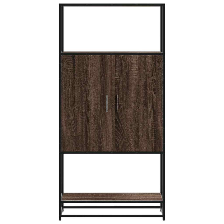 skab brun egetræ 68x35x139 cm konstrueret træ og metal
