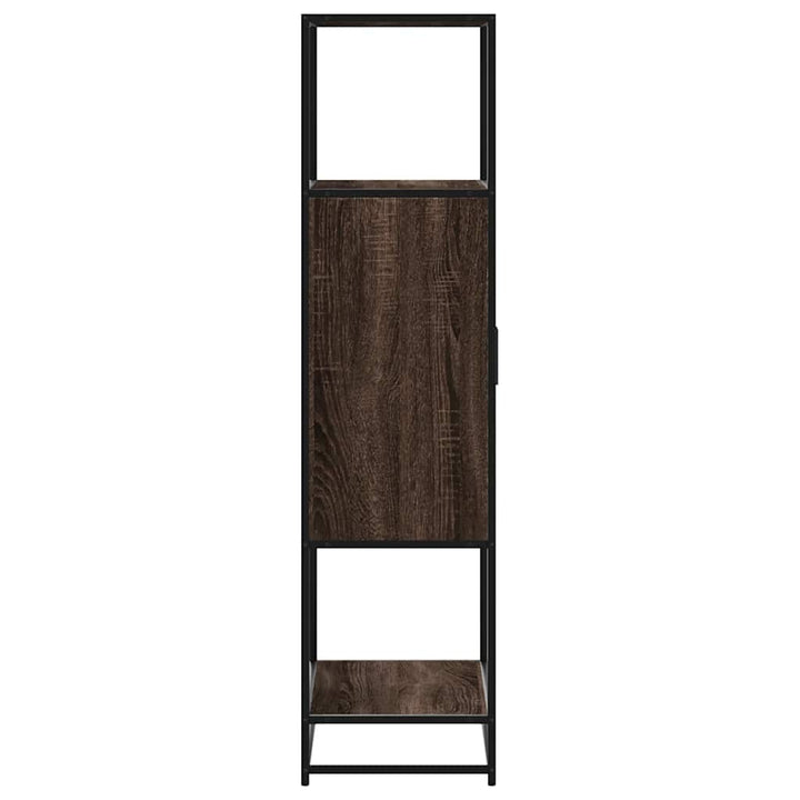skab brun egetræ 68x35x139 cm konstrueret træ og metal
