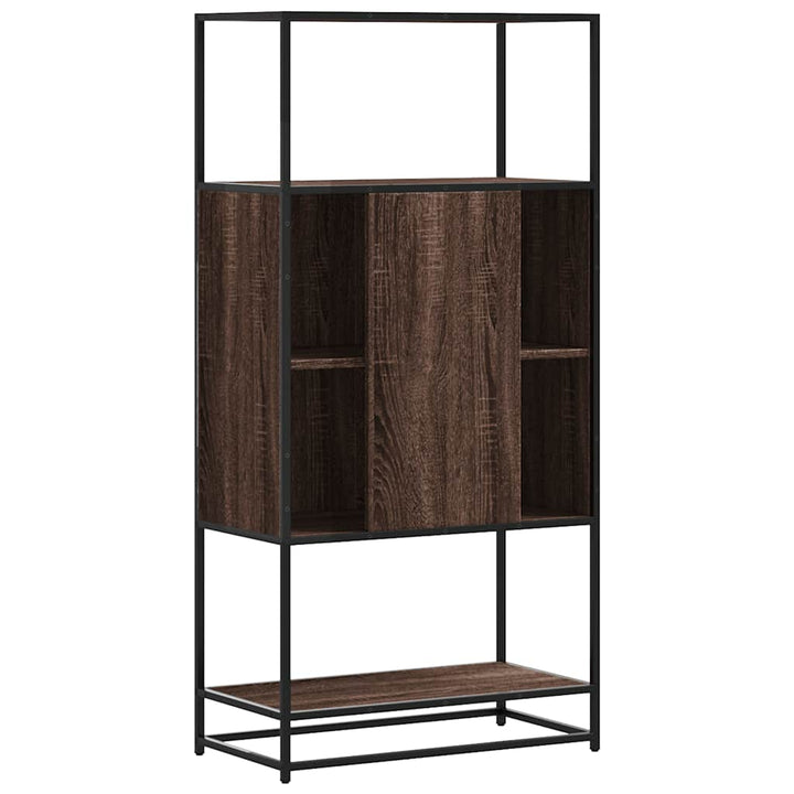 skab brun egetræ 68x35x139 cm konstrueret træ og metal