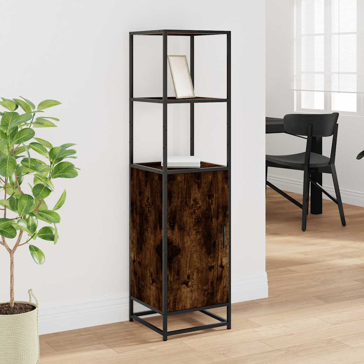 skab sonoma-eg 35,5x35x139 cm konstrueret træ og metal