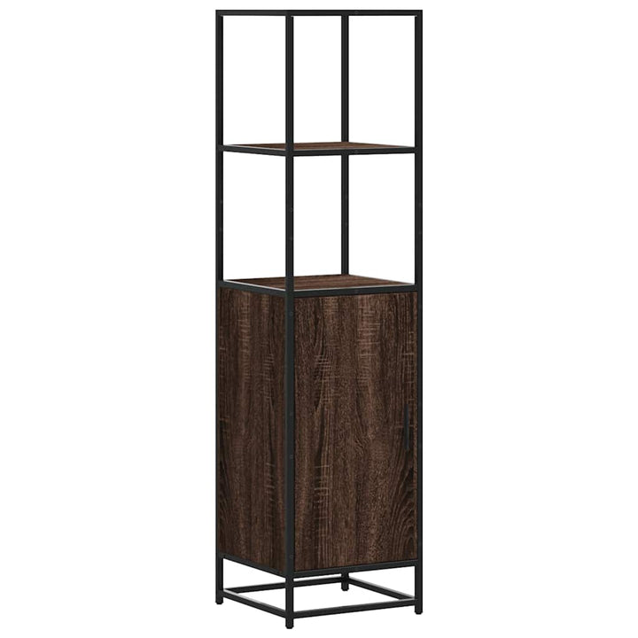 skab brun egetræ 35,5x35x139 cm konstrueret træ og metal