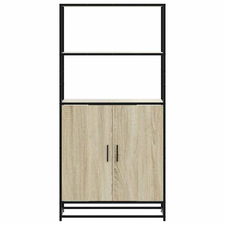 skab sonoma-eg 68x35x139 cm konstrueret træ og metal