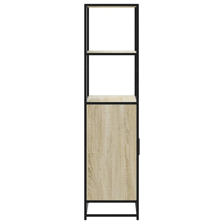 skab sonoma-eg 68x35x139 cm konstrueret træ og metal