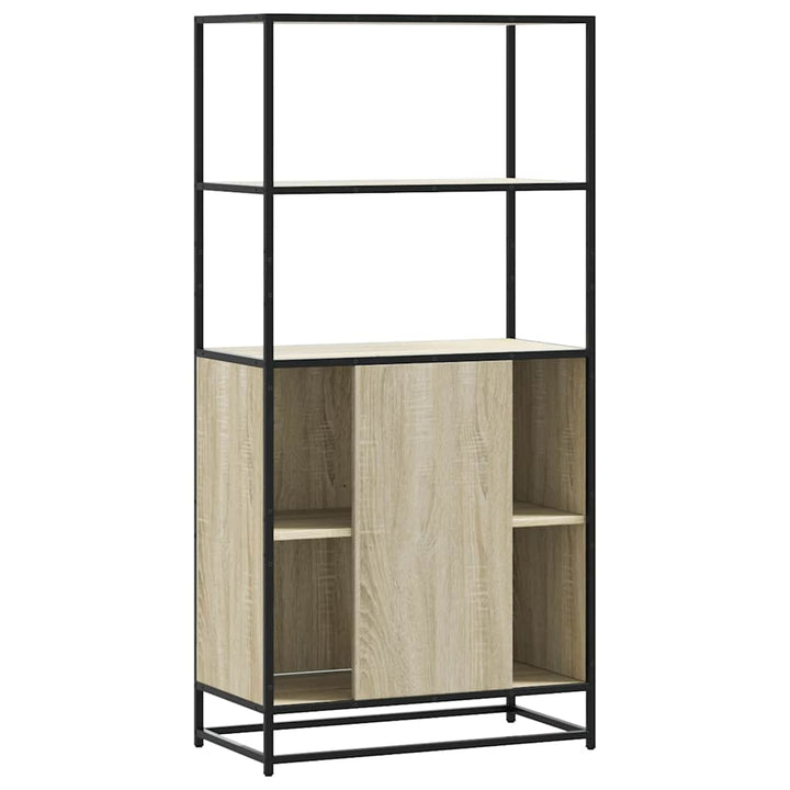 skab sonoma-eg 68x35x139 cm konstrueret træ og metal