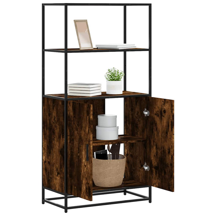 skab sonoma-eg 68x35x139 cm konstrueret træ og metal