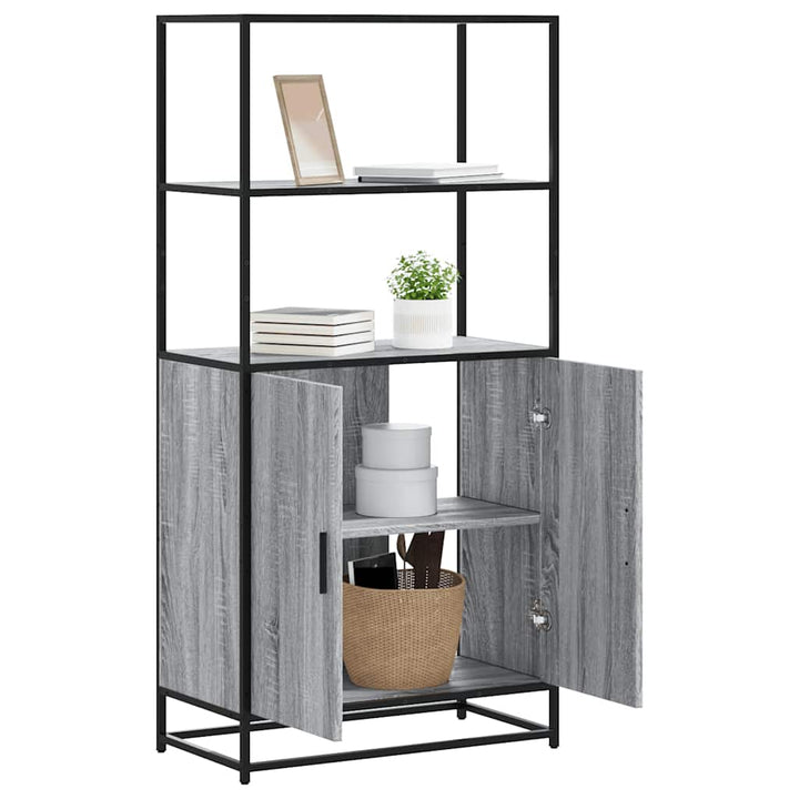 skab 68x35x139 cm konstrueret træ grå sonoma-eg og metal
