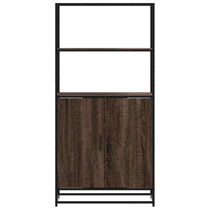 skab brun egetræ 68x35x139 cm konstrueret træ og metal