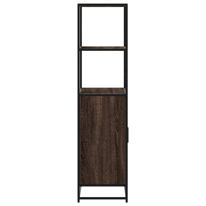 skab brun egetræ 68x35x139 cm konstrueret træ og metal