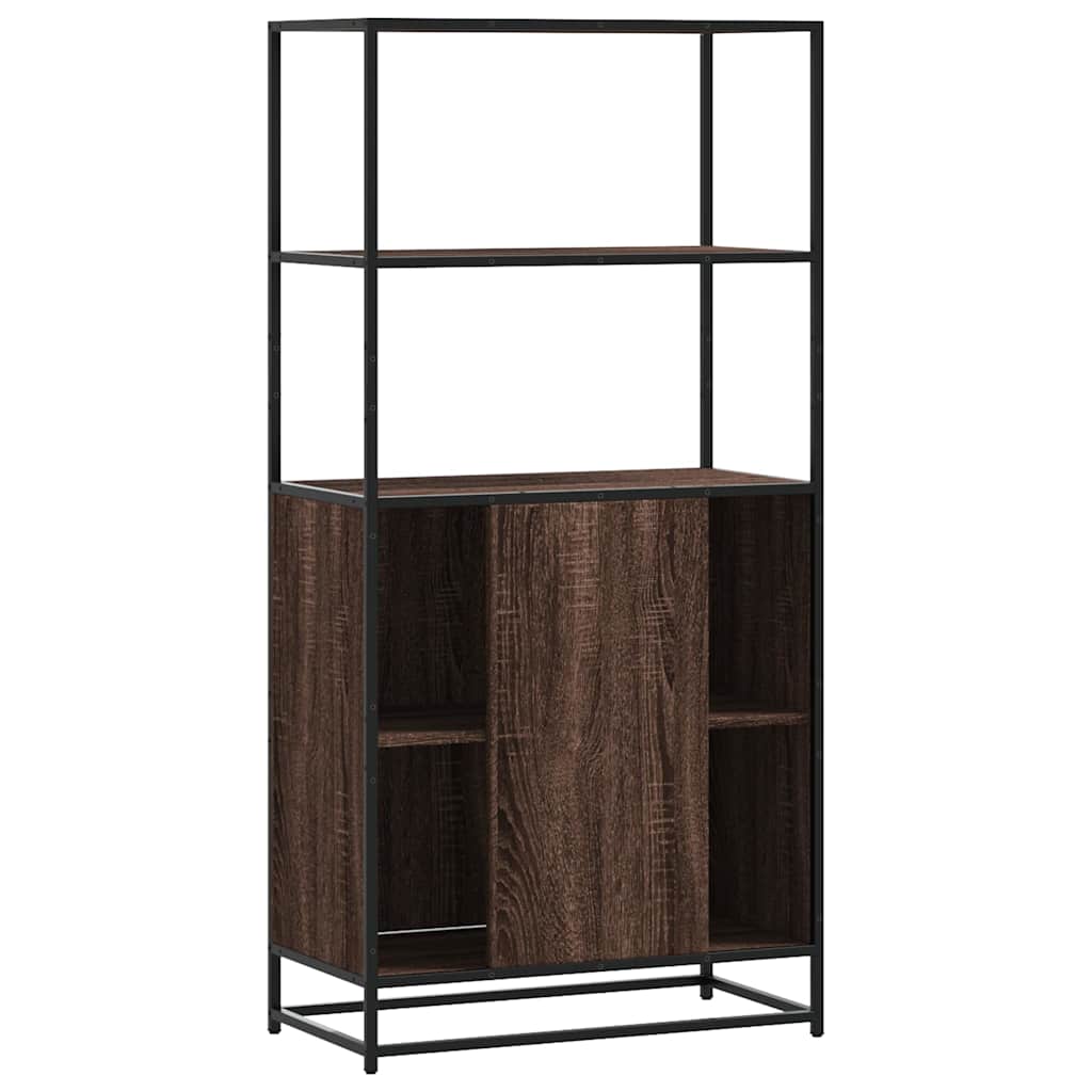 skab brun egetræ 68x35x139 cm konstrueret træ og metal