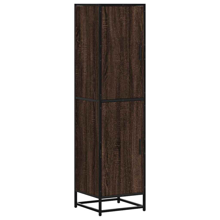 skab brun egetræ 35,5x35x139 cm konstrueret træ og metal