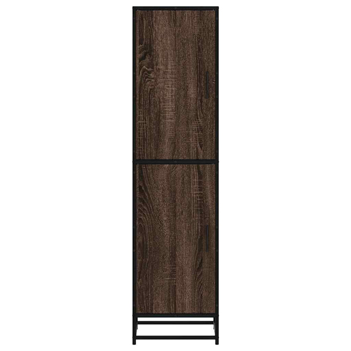 skab brun egetræ 35,5x35x139 cm konstrueret træ og metal