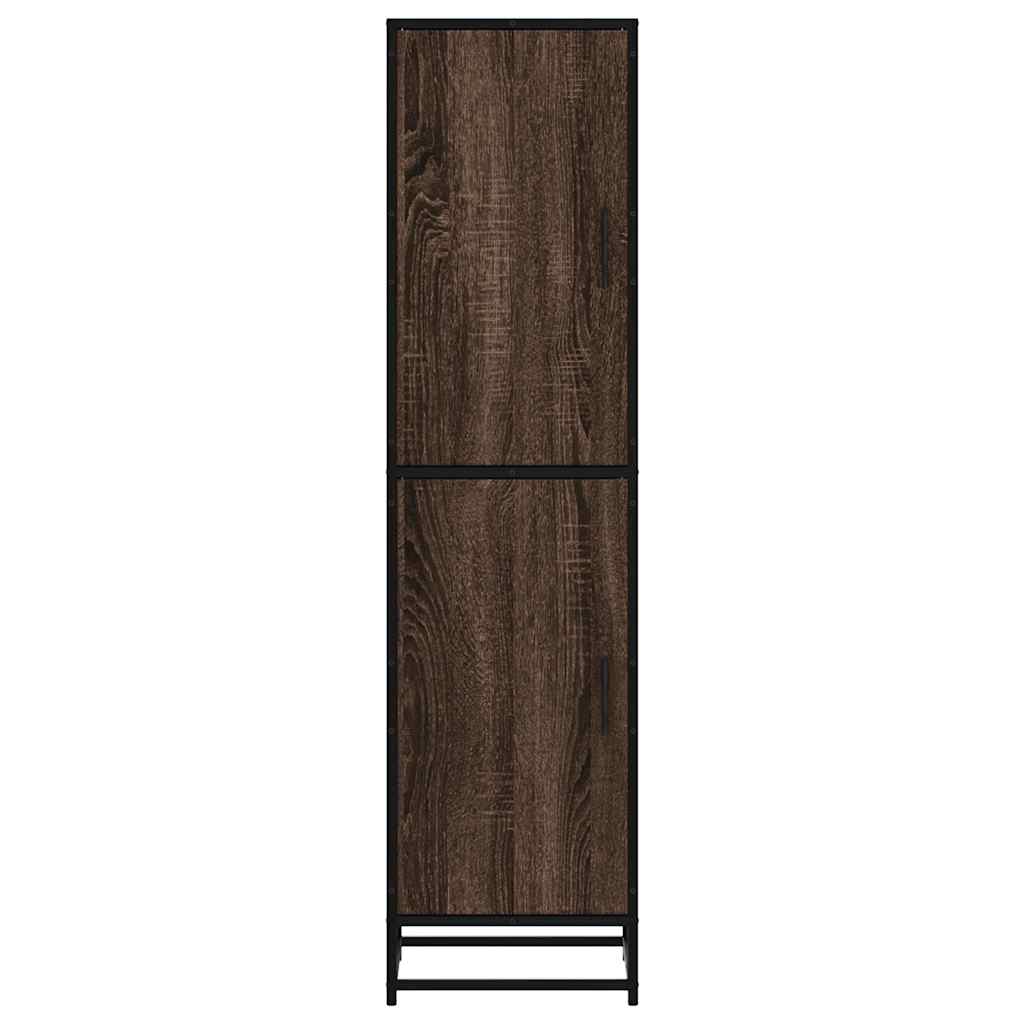 skab brun egetræ 35,5x35x139 cm konstrueret træ og metal