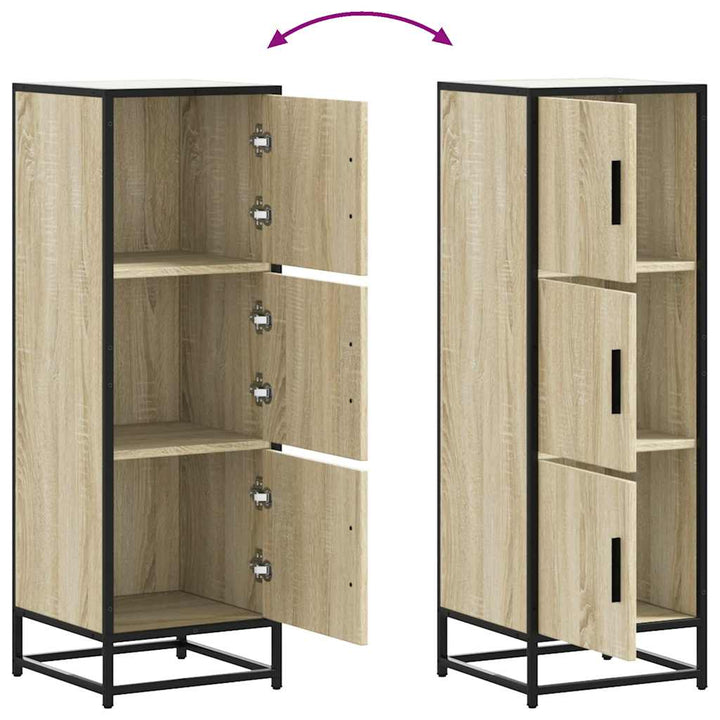 skab sonoma-eg 35,5x35x106,5 cm konstrueret træ og metal