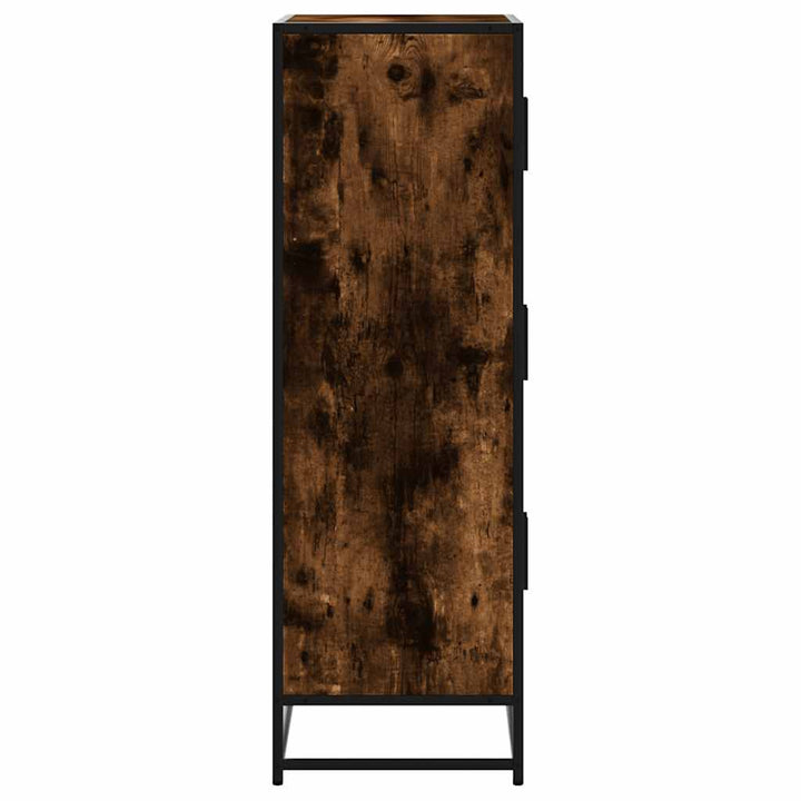 skab 68x35x106,5 cm konstrueret træ og metal røget egetræsfarve